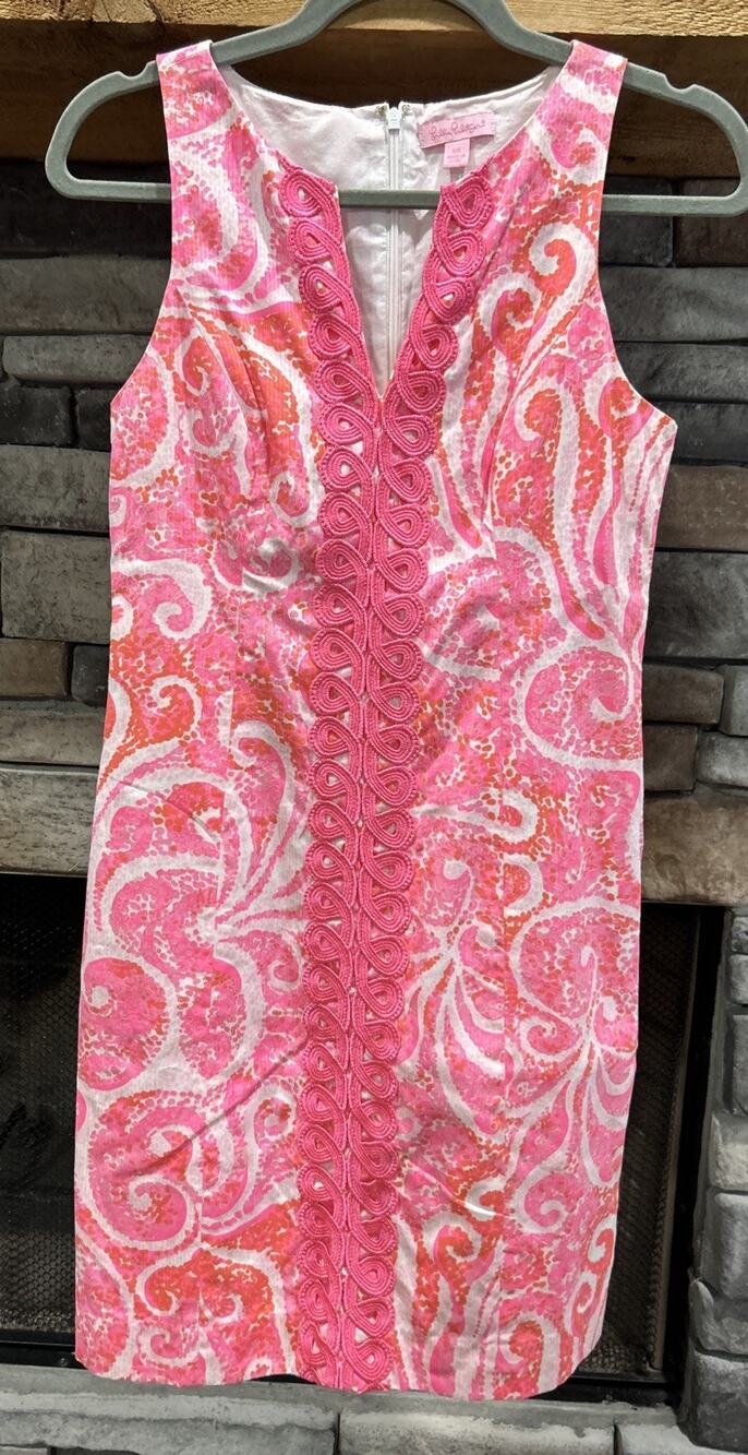 Women’s LILLY PULITZER Ryder Pouty Pink Shift Dress Size 00 *C6